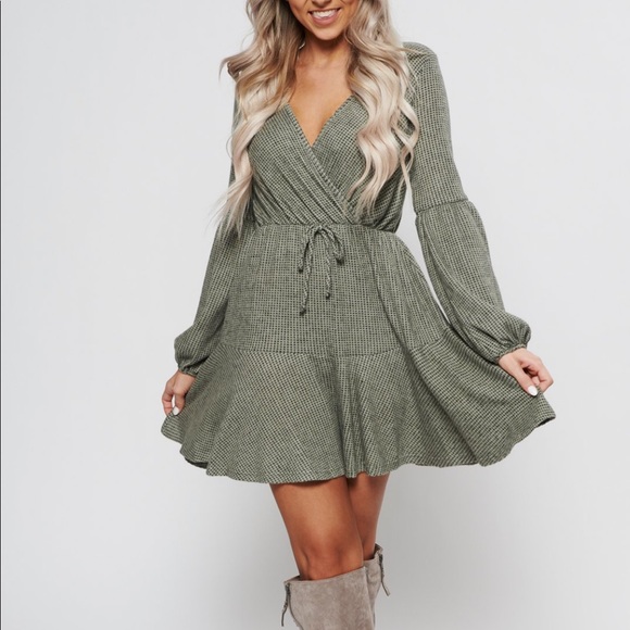 surplice sweater dress